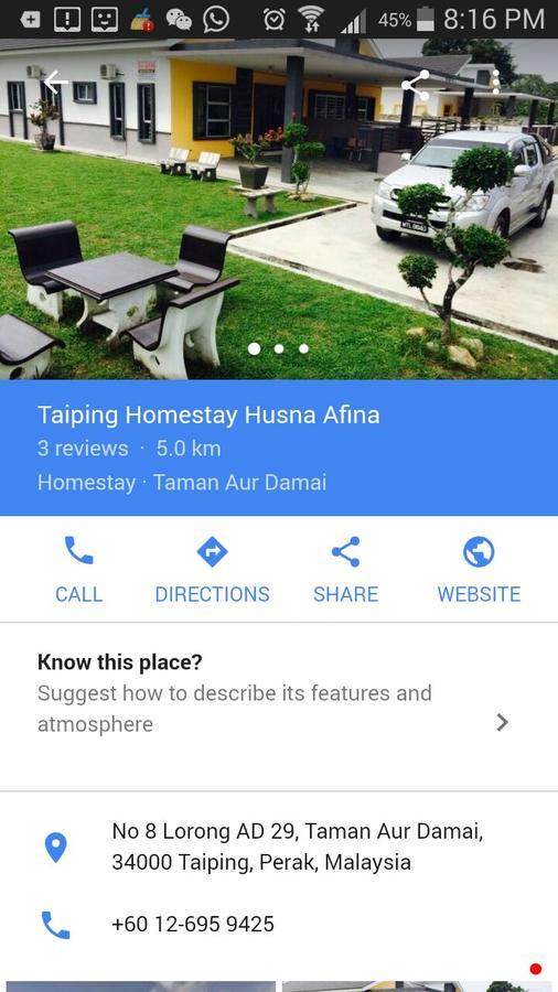 Taiping Homestay Husna Afina ภายนอก รูปภาพ